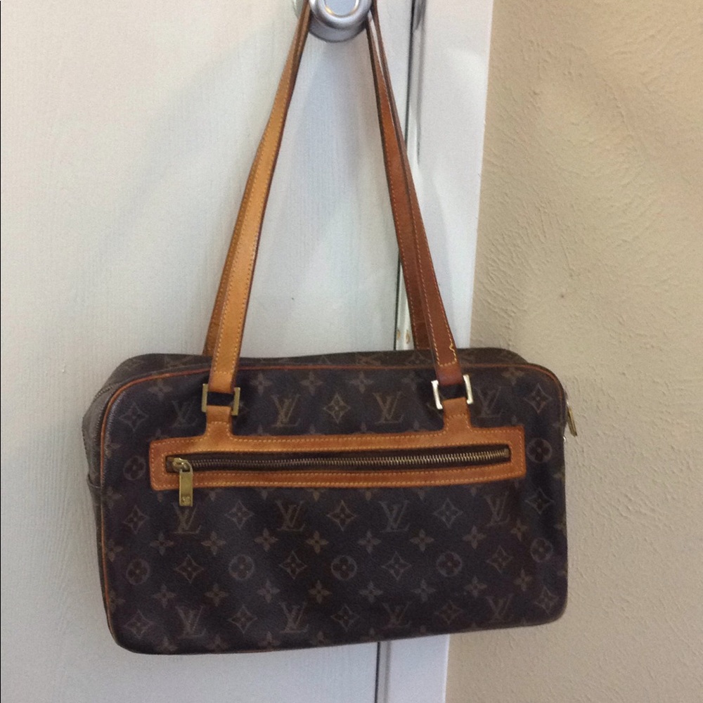 Louis Vuitton Brown Monogram Satchel with Tan Leather Trim